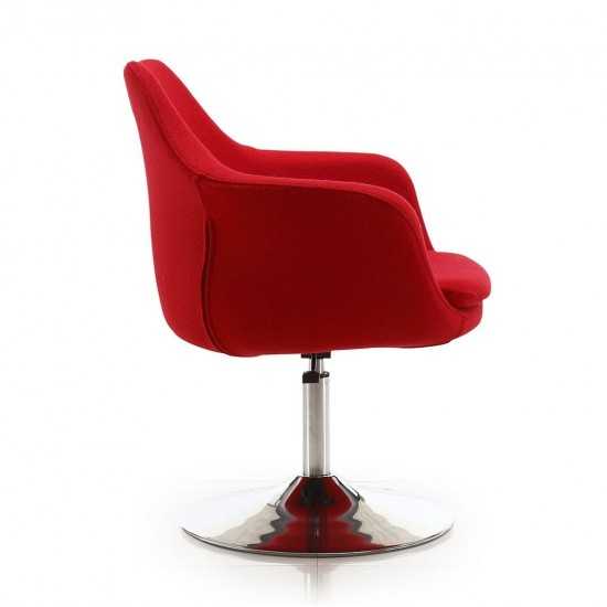 Kinsey Adjustable Height Swivel Accent Chair in Red and Polished Chrome