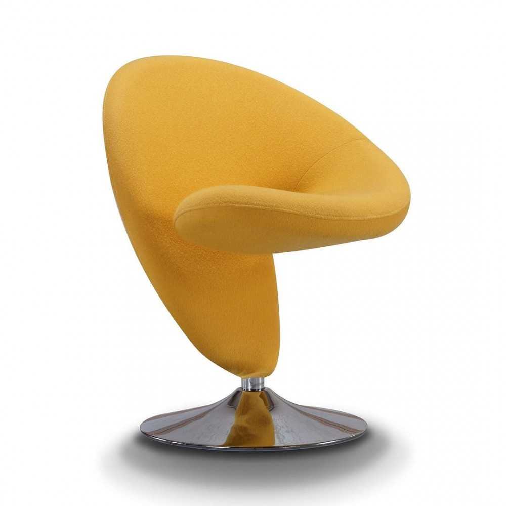 Curl Swivel Accent Chair in Yellow and Polished Chrome