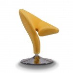 Curl Swivel Accent Chair in Yellow and Polished Chrome