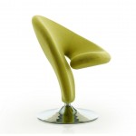 Curl Swivel Accent Chair in Green and Polished Chrome