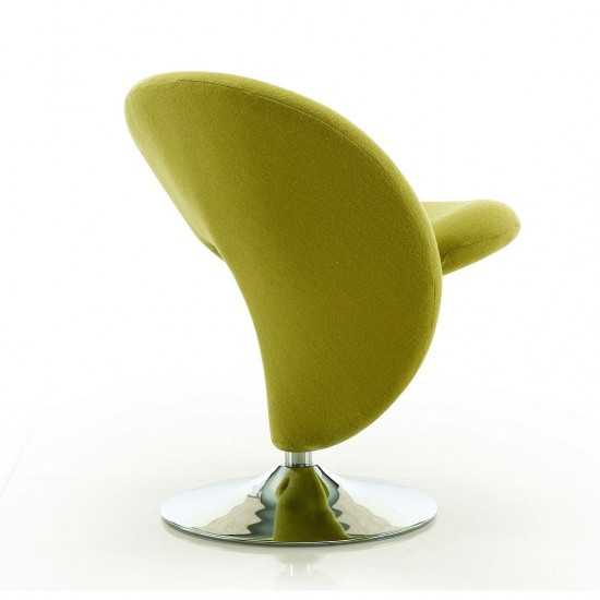 Curl Swivel Accent Chair in Green and Polished Chrome