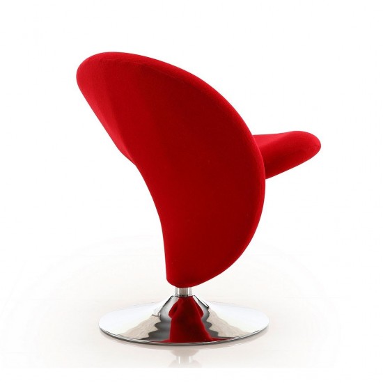 Curl Swivel Accent Chair in Red and Polished Chrome