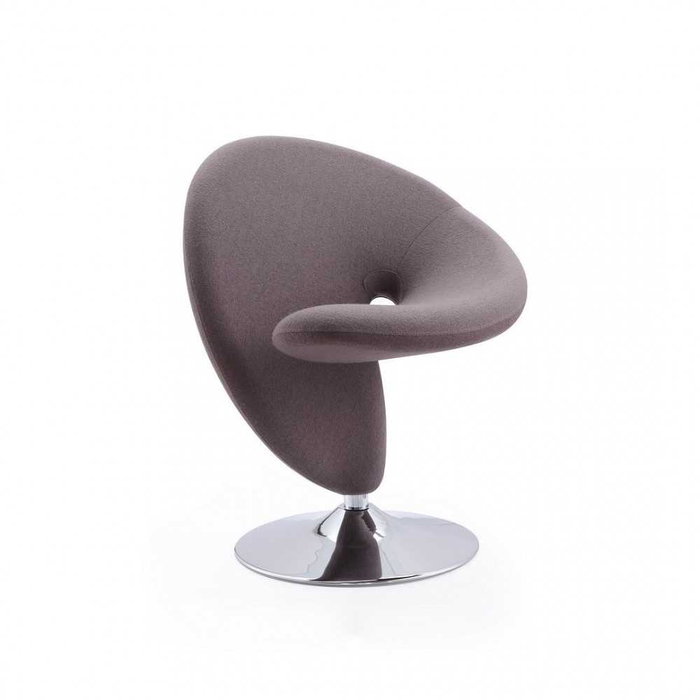 Curl Swivel Accent Chair in Grey and Polished Chrome