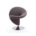 Curl Swivel Accent Chair in Grey and Polished Chrome