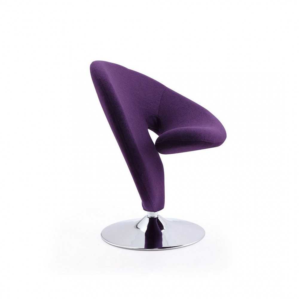 Curl Swivel Accent Chair in Purple and Polished Chrome