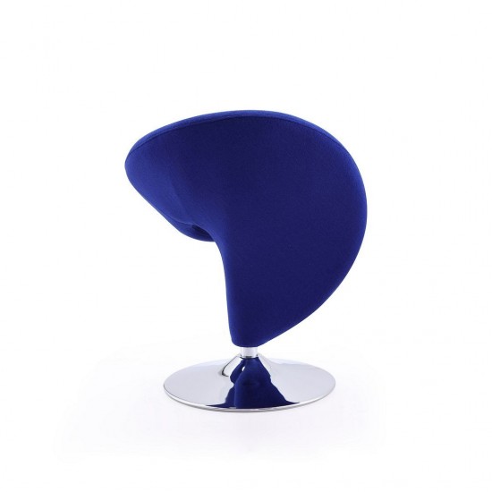 Curl Swivel Accent Chair in Blue and Polished Chrome