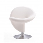 Curl Swivel Accent Chair in Cream and Polished Chrome