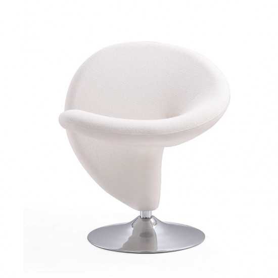 Curl Swivel Accent Chair in Cream and Polished Chrome