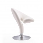 Curl Swivel Accent Chair in Cream and Polished Chrome