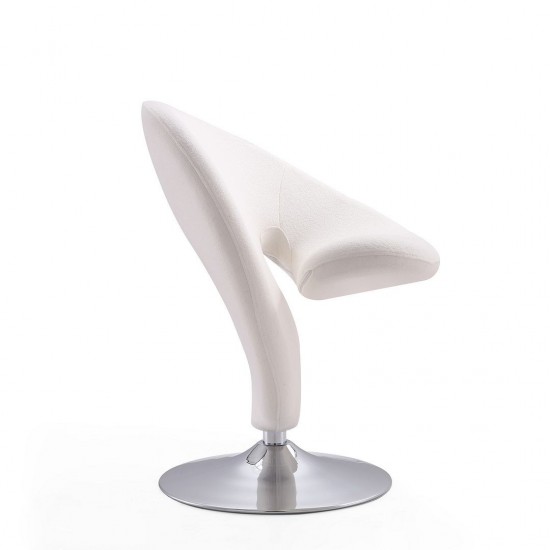 Curl Swivel Accent Chair in Cream and Polished Chrome