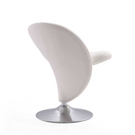 Curl Swivel Accent Chair in Cream and Polished Chrome