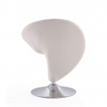 Curl Swivel Accent Chair in Cream and Polished Chrome