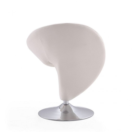 Curl Swivel Accent Chair in Cream and Polished Chrome