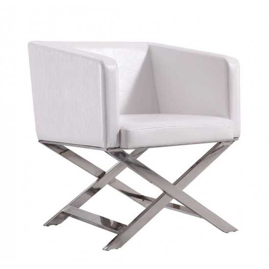 Hollywood Lounge Accent Chair in White and Polished Chrome