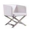 Hollywood Lounge Accent Chair in White and Polished Chrome
