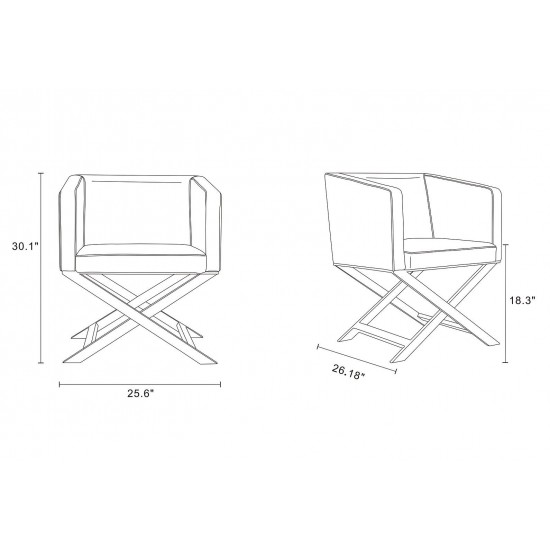 Hollywood Lounge Accent Chair in White and Polished Chrome