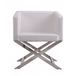 Hollywood Lounge Accent Chair in White and Polished Chrome