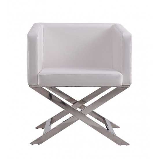 Hollywood Lounge Accent Chair in White and Polished Chrome