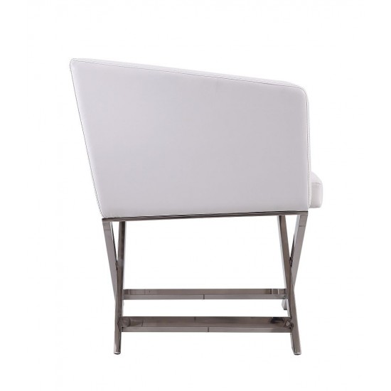 Hollywood Lounge Accent Chair in White and Polished Chrome