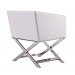 Hollywood Lounge Accent Chair in White and Polished Chrome