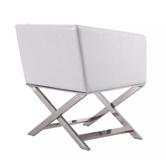 Hollywood Lounge Accent Chair in White and Polished Chrome
