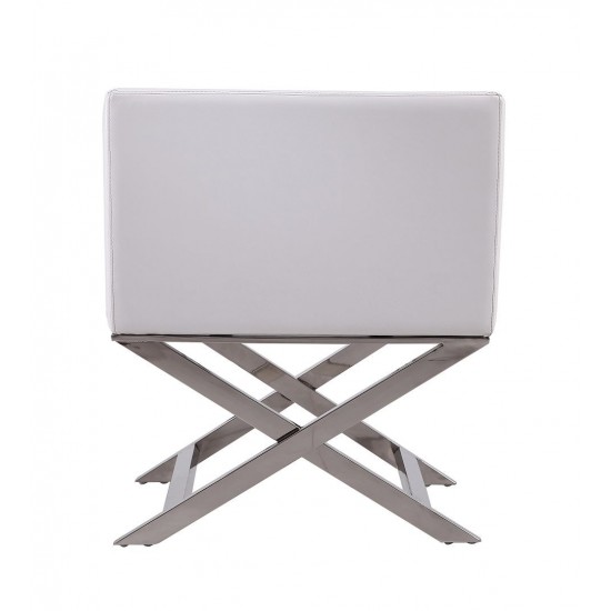 Hollywood Lounge Accent Chair in White and Polished Chrome