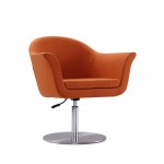 Voyager Swivel Adjustable Accent Chair in Orange and Brushed Metal