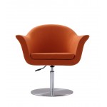Voyager Swivel Adjustable Accent Chair in Orange and Brushed Metal
