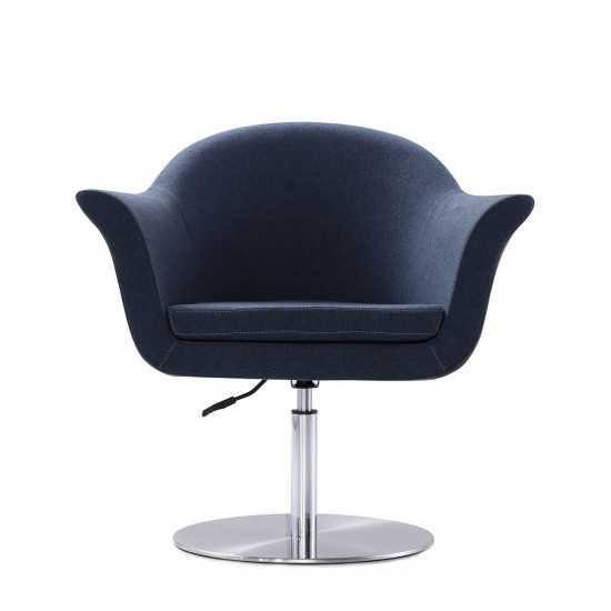 Voyager Swivel Adjustable Accent Chair in Smokey Blue and Brushed Metal