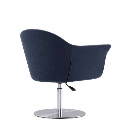 Voyager Swivel Adjustable Accent Chair in Smokey Blue and Brushed Metal