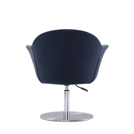 Voyager Swivel Adjustable Accent Chair in Smokey Blue and Brushed Metal