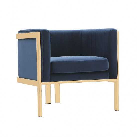 Paramount Accent Armchair in Royal Blue and Polished Brass