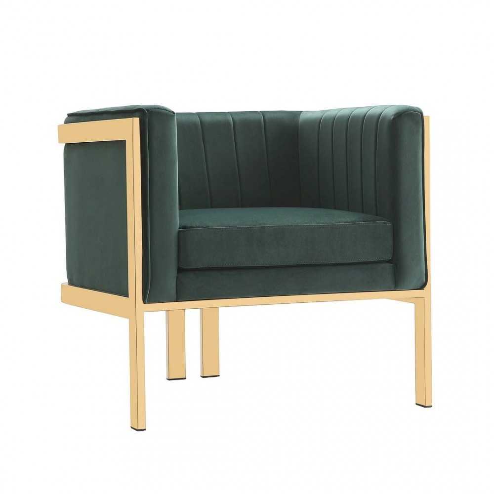 Paramount Accent Armchair in Forest Green and Polished Brass