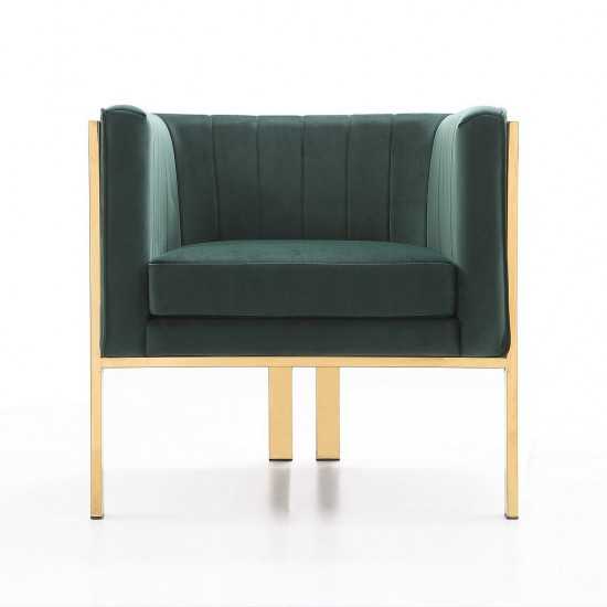 Paramount Accent Armchair in Forest Green and Polished Brass