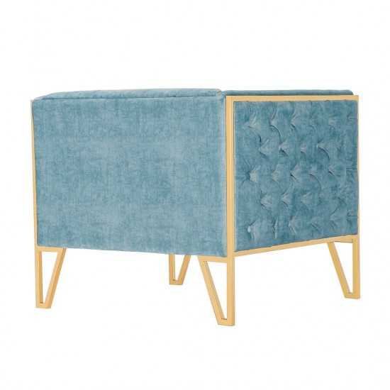 Vector Accent Chair in Ocean Blue and Gold