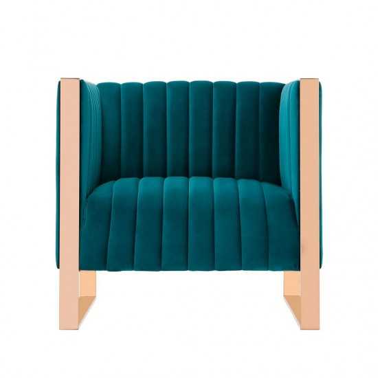 Trillium Accent Chair in Teal and Rose Gold