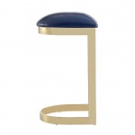 Aura Bar Stool in Blue and Polished Brass