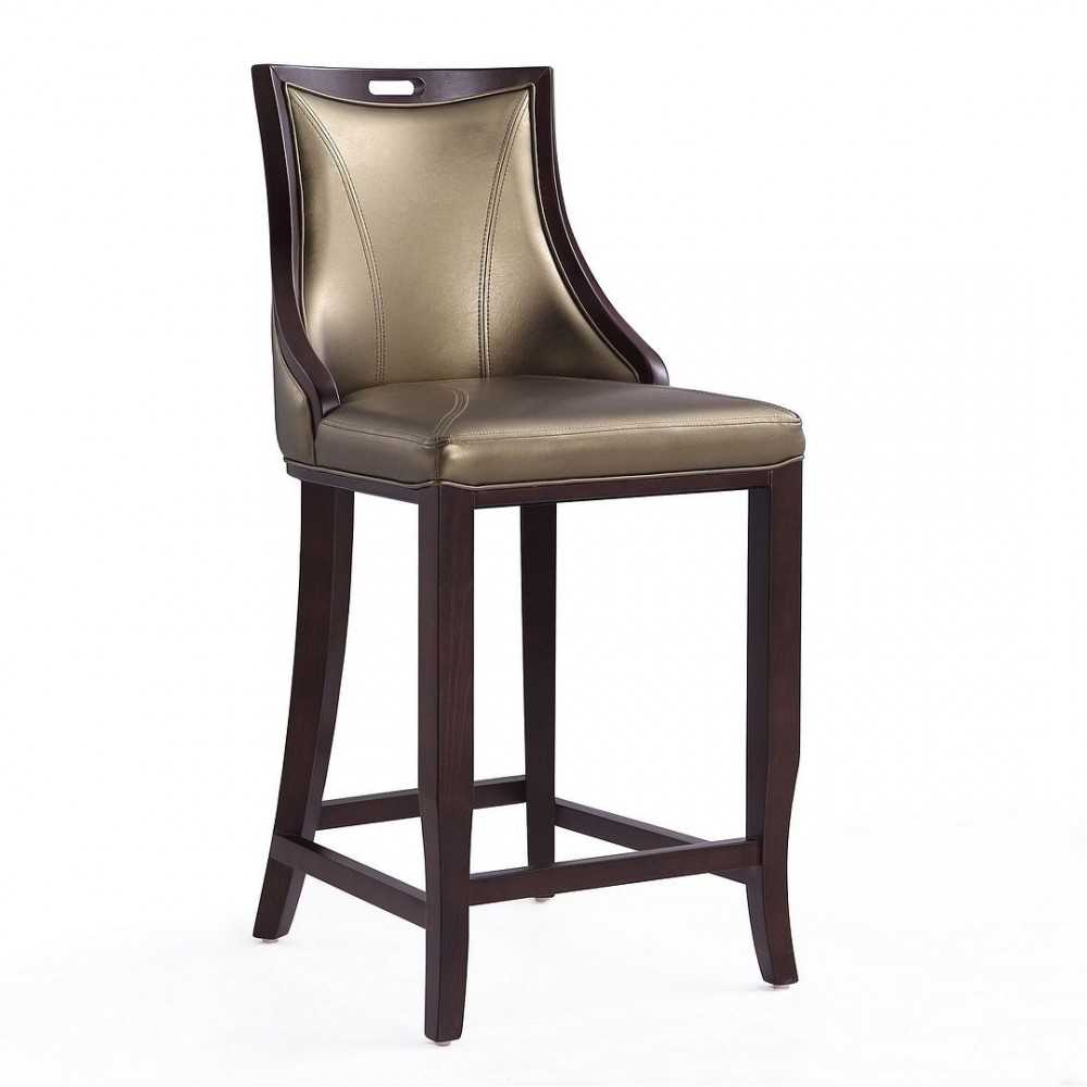 Emperor Bar Stool in Bronze and Walnut