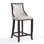 Emperor Bar Stool in Pearl White and Walnut