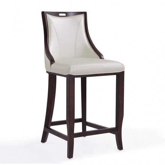 Emperor Bar Stool in Pearl White and Walnut