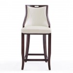 Emperor Bar Stool in Pearl White and Walnut