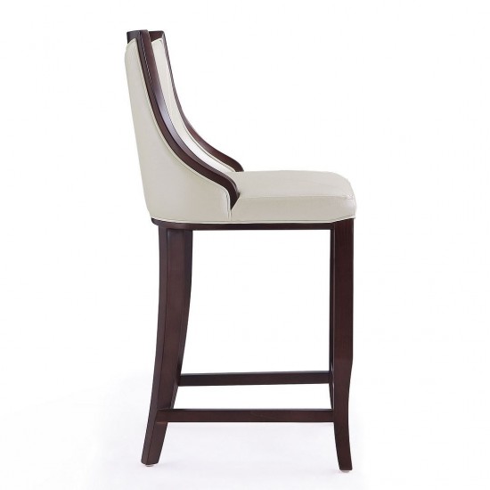 Emperor Bar Stool in Pearl White and Walnut