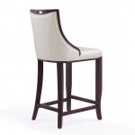 Emperor Bar Stool in Pearl White and Walnut