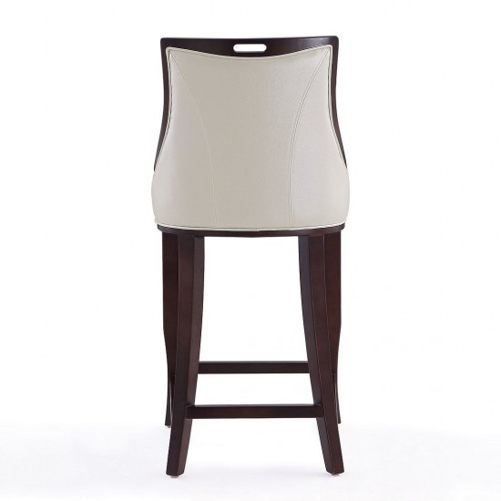 Emperor Bar Stool in Pearl White and Walnut
