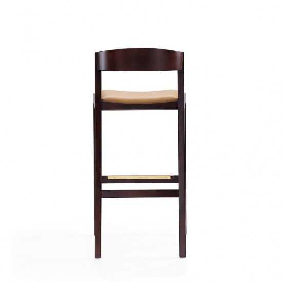 Klismos Barstool in Camel and Dark Walnut