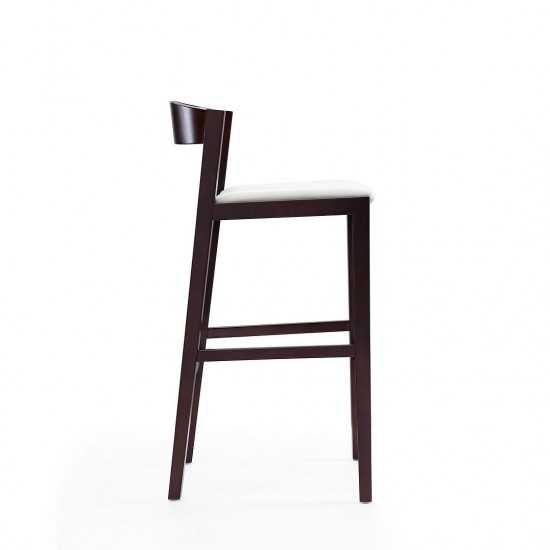 Klismos Barstool in Ivory and Dark Walnut