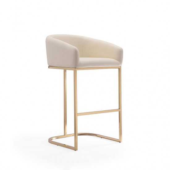 Louvre Barstool in Cream and Titanium Gold