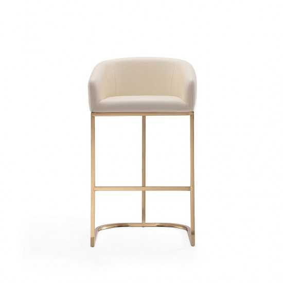 Louvre Barstool in Cream and Titanium Gold