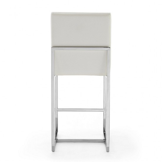 Element 24" Faux Leather Counter Stool in Pearl White and Polished Chrome