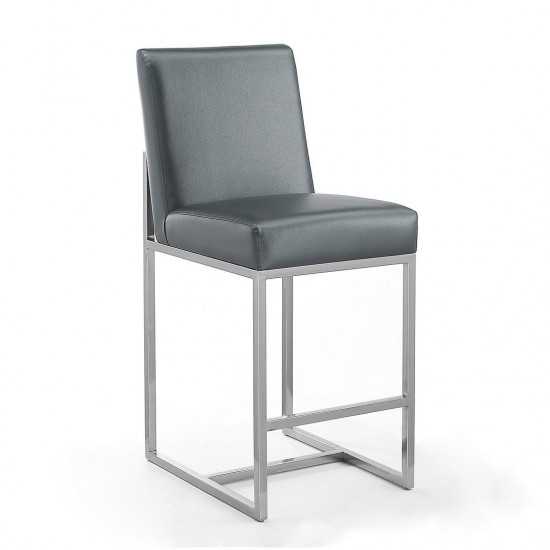 Element 24" Faux Leather Counter Stool in Graphite and Polished Chrome